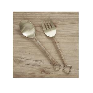 Servidor de ensaladas con mango chapado en oro, nuevo diseño, juego de cubiertos de Metal, cuchara y tenedor - Product Image 3