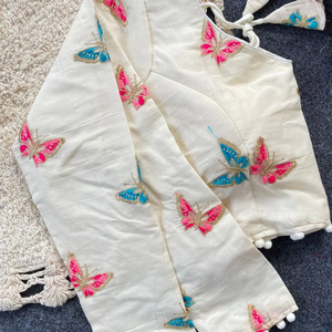 Sari indien pour femmes et filles, en coton khadi pur, prêt à porter, avec chemisier, pour les mariages et les fêtes, chemisier blanc exclusif, très vendu - Product Image 1