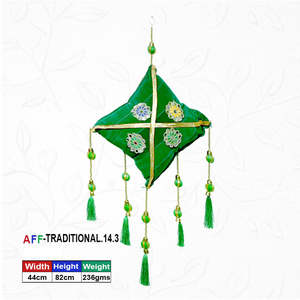 Cometa Artificial Tradicional de Terciopelo Carmesí con Latkan Verde - Product Image 1