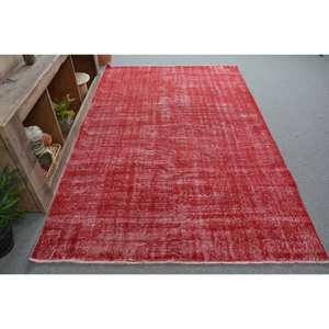 Alfombra turca Vintage moderna 5,1X8,3 pies Lana roja Kilim Patchwork Patrón Área grande Rectángulo Pasillo Diseño 10mm 9x12 Látex - Product Image 3