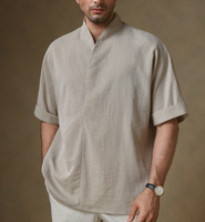T-shirt décontracté pour homme Mainfolk, couleur unie, col en V, manches courtes, coupe ample, idéal pour le quotidien