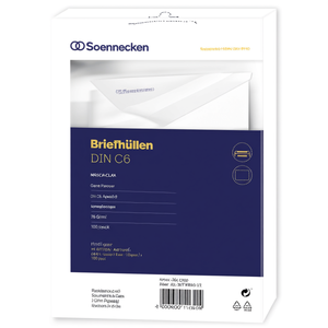 Sobres de Papel Blanco DIN C6 Soennecken, 162 x 114 mm, 75 g/m², Autoadhesivos, 100 Unidades por Paquete - Product Image 3