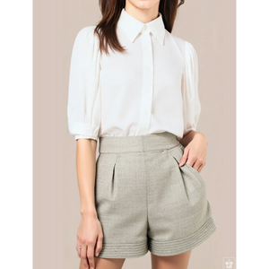 Camisa de algodón de verano para mujer de alta calidad elegante prenda tejida lavable patrón sólido hecho Vietnam sostenible OEM ODM al por mayor - Product Image 3