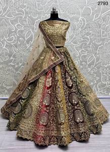 Lehenga choli เจ้าสาวในสีต่างๆ kali รวมกับสอง dupatta - Product Image 3