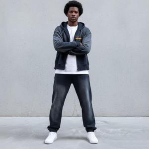 Streetwear Casual Suit Sunfade Wash Plus Size Pullover Hoodie Sweatpants <b>Tracksuit</b> Set Winter Solid 100% Cotton Breathable Quick - Product Image 6