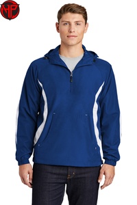 Hot Sale <b>Summer</b> Hooded Half Zip Embroidered <b>Lightweight</b> Waterproof Breathable Windproof <b>Jacket</b> Men Outdoor Windbreaker Rain Coat - Product Image 2
