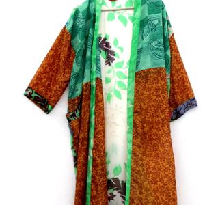 Mezcla de seda Chaqueta kimono de seda polivinílica Kimono vintage Bata corta de seda polivinílica - Product Image 1