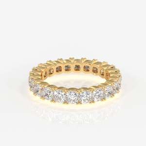 <b>Cushion</b> Cut Moissanite Diamond Eternity Band Sterling Silver Engagement <b>Ring</b> - Product Image 1