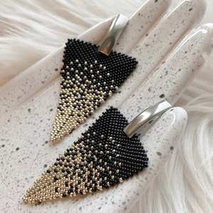 Modern Glass <b>Beads</b> & Resin Earrings with Turquoise Design and Cascading <b>Fringe</b> Unique Jewelry Gift by MS Handicraft - Product Image 1