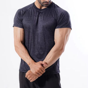 Venta caliente personalizado en blanco gris liso camiseta, poliéster gimnasio fitness desgaste hombres camiseta - Product Image 1