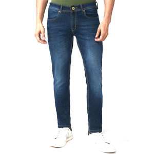 กางเกงยีนส์ผ้าฝ้ายสไตล์ออสเตรเลียสำหรับผู้ชายทรงสลิมฟิตขนาดกลางตรงมีกระดุมพิมพ์ลายสตรีทแวร์จากการซัก - Product Image 1