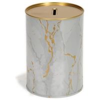 Tirelire en métal Kontensan Marbre Blanc Doré 1,1L EF152Y7 105x150mm Motif Chiffres ATM Cadeau Économie d'Argent Turquie