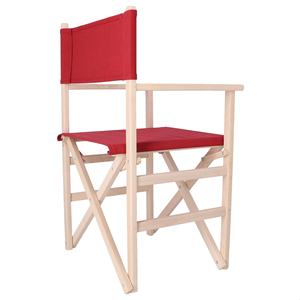 Chaise de directeur WELL HOME en bois de hêtre avec finition non vernie et toile grenat 51x46x86 cm, chaise de bureau - Product Image 6