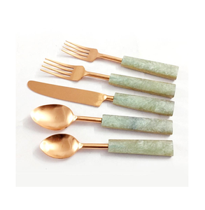 Attractive Design Brass and Marble Fork Spoon Set With Handle for Wedding Usage Brass and Marble Spoon Handle - Product Image 4