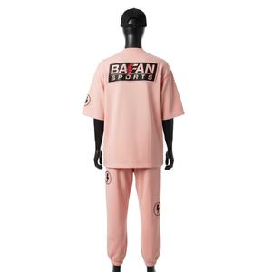 Conjunto de 2 Piezas de Camiseta para Mujer, Jersey de Algodón de Alta Calidad, 240 GSM, Transpirable, Suave al Tacto, Rosa, Talla Grande, con Logotipo Personalizado - Product Image 2