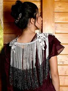 Cape perlée élégante robe de soirée paillettes décoration perle Accents touche luxueuse pour tenues formelles élégantes tissu en mousseline de soie - Product Image 5