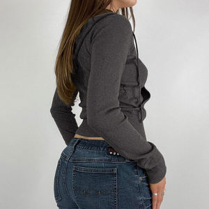 Sudadera con Capucha de Color Sólido para Mujer, Invierno, Manga Larga, Informal, Tejido de Punto, 100% Algodón, Felpa, Antibolitas, Transpirable - Product Image 3