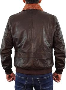 แจ็กเก็ตนักบินหนังแท้สำหรับผู้ชาย, แจ็คเก็ตนักบินนักบินหนังแท้ปกตั้ง - Product Image 5