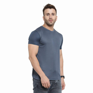 T-shirt uni décontracté personnalisé, col rond, couleur grise, 100% polyester, t-shirts vierges à manches courtes pour hommes adultes - Product Image 4