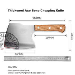 Hache à viande industrielle et commerciale extra-épaisse, couteau de boucher et de chef, hachette de cuisine extérieure robuste - Product Image 4