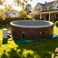 Spa gonflable 210 cm, 120 jets, 6 places, installation facile, chauffage intégré, pour la famille et le jardin