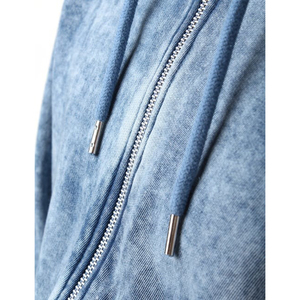 เสื้อฮู้ด500gsm กรดสำหรับผู้ชายผ้าคอตตอนน้ำหนักมากแบบรูดซิปซีดจางออกแบบโลโก้ได้ตามต้องการ100% สำหรับ2026ฤดูหนาว - Product Image 6