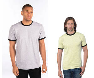 T-shirt en jersey fin Bella + Canvas Tultex pour homme, logo personnalisé en gros, vintage, bord contrasté, coupe régulière, 100% - Product Image 1