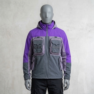 <b>men</b> purple gray hooded <b>jacket</b> <b>utility</b> <b>jacket</b> multi pocket <b>jacket</b> outdoor <b>jacket</b> workwear <b>jacket</b> lightweight <b>jacket</b> zip up <b>jacket</b> - Product Image 1