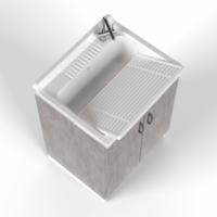Meuble de salle de bain rectangulaire moderne Mongardi Bronx, écologique, résistant à l'eau, en mélamine PP, avec kit d'évacuation du lavabo, facile à nettoyer, garantie 3 ans
