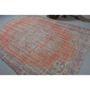 Tapis Turc Vintage Orange Bleu Patchwork Design 6.2X9.3 ft Laine Tissée à Plat avec Support en Latex pour Décorations de Salon - Product Image 4