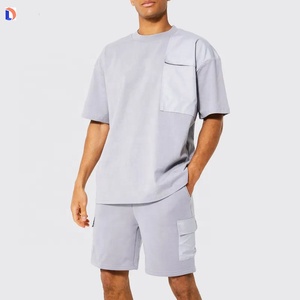 2024สองชิ้นสำหรับผู้ชายชุดฤดูร้อนแบบสองชิ้นสีล้วน OEM - Product Image 2