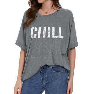 Low MOQ Casual <b>Plus</b> <b>Size</b> Oversize <b>T</b>-<b>Shirt</b> for <b>Women</b> O-Neck Short Sleeves Solid Stylish Adult Wear 100% Cotton Customized Options - Product Image 1