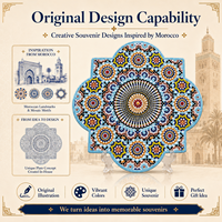 Souvenirs touristiques du Maroc, sous-verres en céramique de style marocain, sous-verres en céramique 3D, dessous de tasse avec boîte, personnalisés, sur mesure, ODM, vente en gros