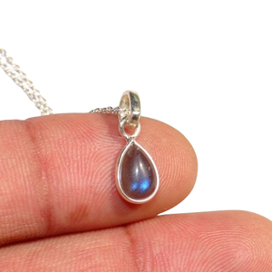 Parfait mariage Labradorite pierres précieuses conception Simple 925 collier en argent Sterling pendentif cadeau pour l'amour avec 925 timbre bijoux - Product Image 1