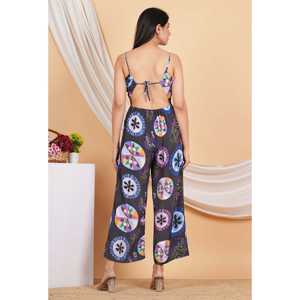 Noir Vintage ceinture dames taille haute XS mince hiver décontracté Satin tissu combinaison géométrique broderie étanche combishort - Product Image 3