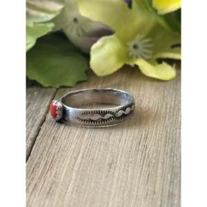 Navajo Handmade Red Coral Sterling <b>Silver</b> <b>Statement</b> <b>Ring</b> - Product Image 4