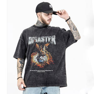 Fabricant de haute qualité T-shirt décontracté à manches tombantes lavé à l'acide personnalisé T-shirt uni à coupe ajustée pour hommes - Product Image 6