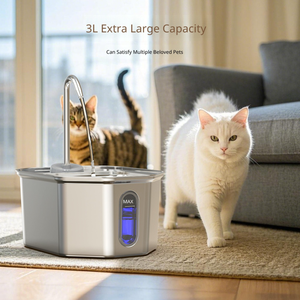 Fontaine à eau pour chat en acier inoxydable 304, distributeur d'eau automatique pour animaux de compagnie, bol à boire pour chien avec fenêtre de niveau LED, pompe ultra silencieuse - Product Image 6