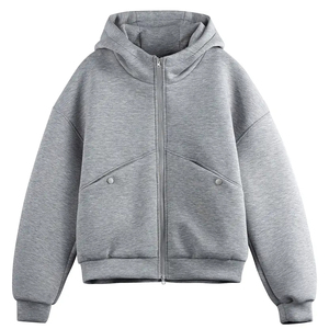 Men's Solid Color Hooded <b>Zip</b>-<b>Up</b> <b>Jacket</b>, Casual Softshell Outerwear, Loose Fit Streetwear for Spring & Fall - Product Image 1