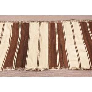 Vintage Turkish Runner Rug 2.8x11.3 ft, Kilim <b>Brown</b> <b>Wool</b> Rug - Product Image 4