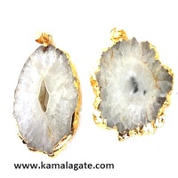 Colgante de Cuarzo Cristal Natural con Energía Solar, Druzy Dorado Electrochapado, Energía Positiva Curativa, Hecho a Mano, 15g, en Oferta