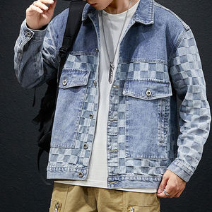 Vestes en jean unies personnalisées en vrac nouvelles vestes en denim décontractées avec poches à col en fourrure pour hommes - Product Image 3