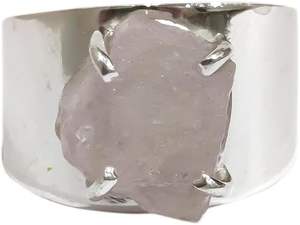 Anillo de Plata de Ley 925 con Cuarzo Rosa Natural, Piedra de Nacimiento de Abril, Banda Ancha, Joyería Hecha a Mano para Navidad - Product Image 3