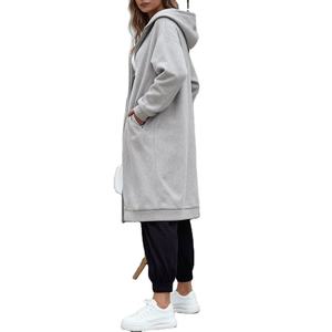 Wholesale Breathable Lined Drop Shoulder Oversized <b>Hoodie</b> <b>Women</b> Fashionable Custom Hidden Pocket Zipper <b>Longline</b> Dress for <b>Women</b> - Product Image 1