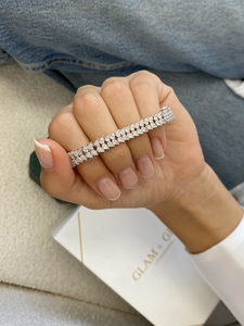 Bracelet en or massif 14 ct avec diamants cultivés en laboratoire certifiés IGI taille poire personnalisés bijoux de luxe tendance haut de gamme pour femmes - Product Image 6