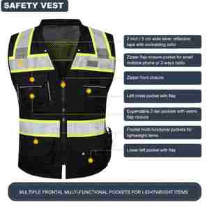 Men's Customizable Hi Vis ANSI Class 2 Waterproof Sleeveless Heavy Duty Outdoor Safety Security Vest with Custom Logo - Product Image 4