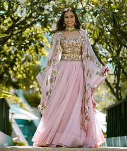 Sevintage — robe LEHENGA brodée avec perles de verre de cristal, tenue pour fête, mariage, 2022 - Product Image 1