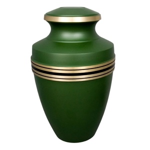 Urnas de cremación para adultos de latón azul de queroseno de alta calidad con bandas doradas para cenizas humanas Urnas funerarias de metal Premium - Product Image 2