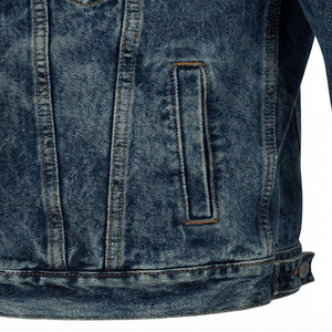 Chaqueta Bomber Trucker de Mezclilla 100% Algodón de Alta Calidad, Personalizada, con Doble Cremallera, Estilo Vintage, Lavada a la Piedra, Color Índigo, para Hombre - Product Image 5