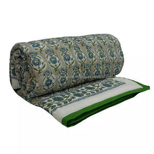 New Phool <b>Grey</b> Jaipur Hand Block Printed Twin Quilts Bedsheets Organic Cotton Eco-Friendly Washable Reversible Low Price for - Product Image 6